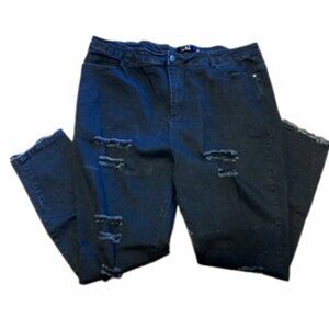 Agnes Orinda Black Distressed 90's Style Pants